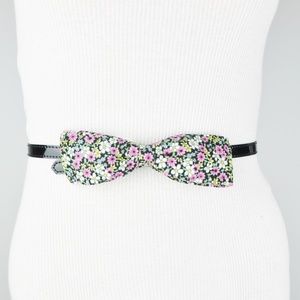 BCBG Black Floral Bow Belt Faux Leather